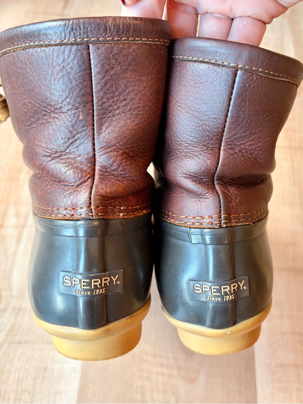 Sperry Women’s Brown Leather & Black Saltwater Duck Boots - Waterproof - Size 9 - Picture 6 of 11